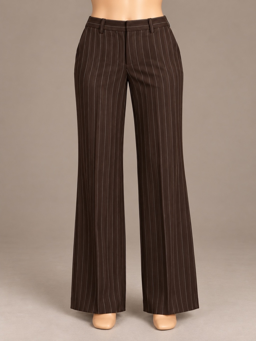 Lauren Ralph Lauren Petite Chocolate Brown Pinstripe Trousers 4P